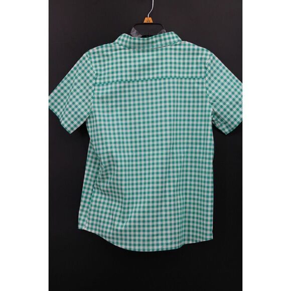 ELEANOR ROSE BOYS SIZE 14 GREEN WHITE CHECK BUTTON DOWN SHORT SLEEVE SHIRT - Picture 5 of 9